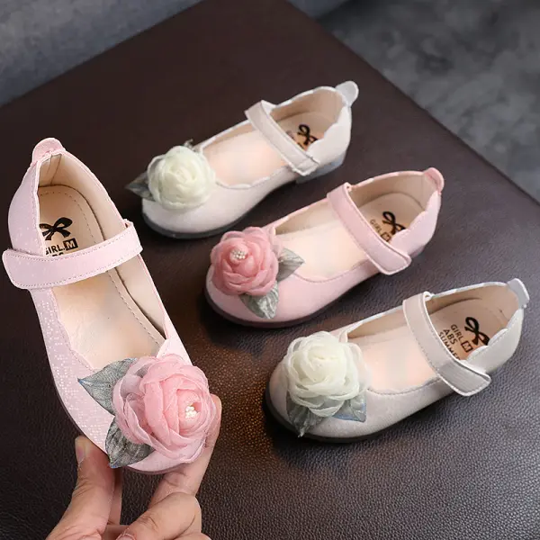 Girls Sweet Floral Design PU Shoes Comfortable Princess Shoes - Popopieshop.com 