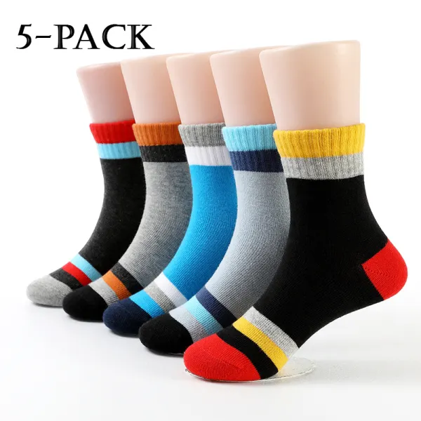 5-pack Boys Striped Cotton Socks - Popopieshop.com 