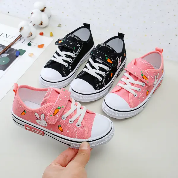Girls Bunny Print Canvas Shoes - Popopieshop.com 