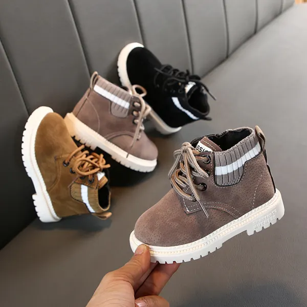 Boys Casual Wear-resistant British Style Side-sliding Martin Boots - Popopieshop.com 