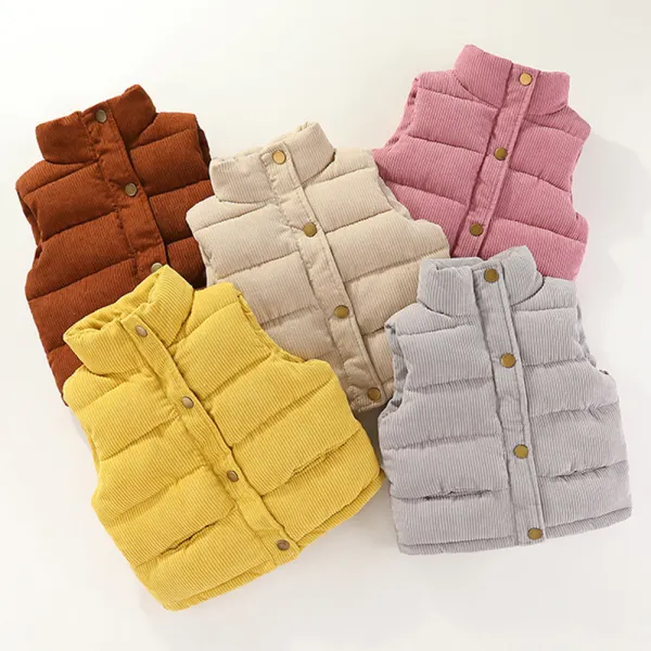 【2Y-10Y】Unisex Solid Color Quilted Cotton Keep Warm Turtleneck Vest Coat It Is Recommended To Buy One Size Larger - Popopieshop.com 