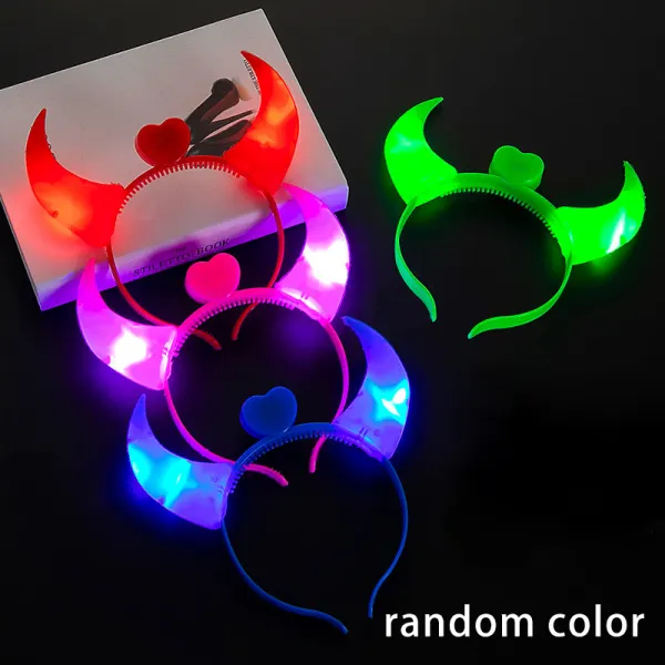 Kid's Halloween LED Luminous Devil Horns Hair Band (random Color) - Popopieshop.com 