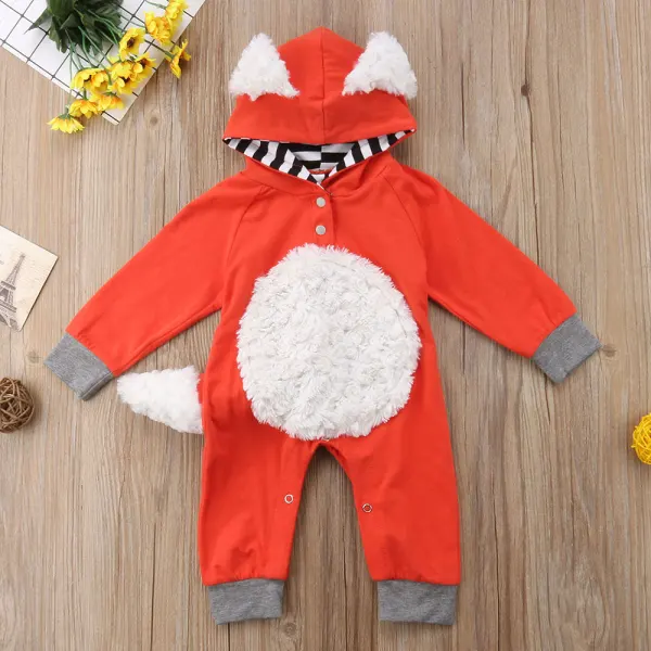 【3M-18M】Unisex Baby Cute Fox Shape Hooded Jumpsuit - Popopieshop.com 
