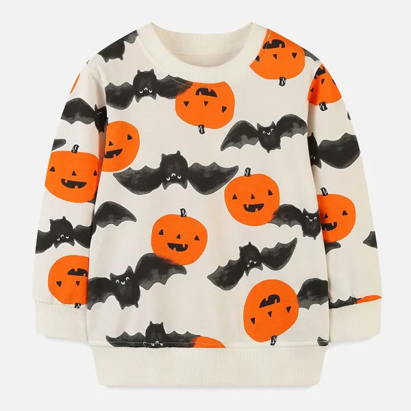 【18M-6Y】Unisex Kids Halloween Print Round Neck Long Sleeve Sweatshirt - Popopieshop.com 