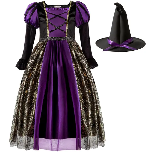 【2Y-10Y】2-Piece Girls Halloween Long Sleeve Princess Dress With Hat - Popopieshop.com 