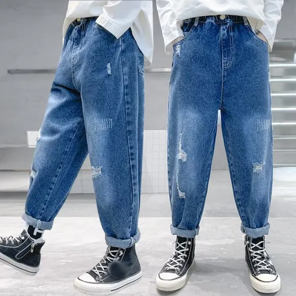 【3Y-15Y】Boys Simple Stylish Blue Jeans - Popopieshop.com 