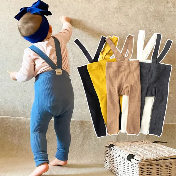 【0Y-2Y】Unisex Baby Solid Color Straps Skinny Leggings - Popopieshop.com 