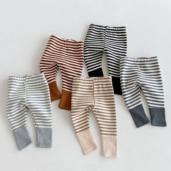 【3M-3Y】Unisex Baby Cotton Multicolor Striped Breathable Leggings - Popopieshop.com 