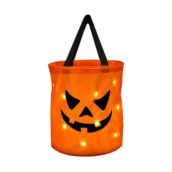 Kids Halloween Candy Bags LED Lights Glow-in-the-Dark Pumpkin Bags - Popopieshop.com 