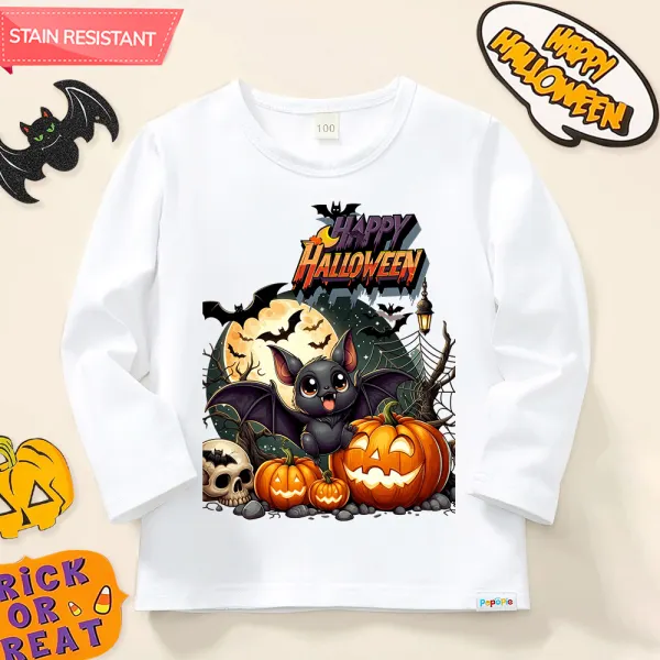 【12M-9Y】Kids Halloween Prints Cotton Stain Resistant Long Sleeve T-Shirt - Popopieshop.com 