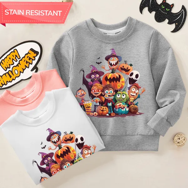 【12M-9Y】Kids Halloween Prints Cotton Stain Resistant Long Sleeve Sweatshirt - Popopieshop.com 