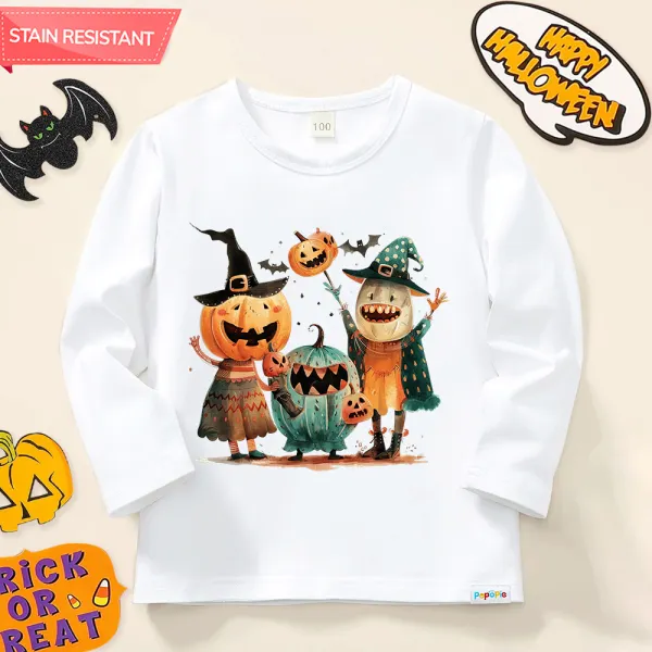 【12M-9Y】Kids Halloween Prints Cotton Stain Resistant Long Sleeve T-Shirt - Popopieshop.com 