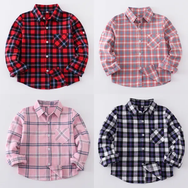 【18M-12Y】Boys Multicolor Plaid Long Sleeve Shirt - Popopieshop.com 