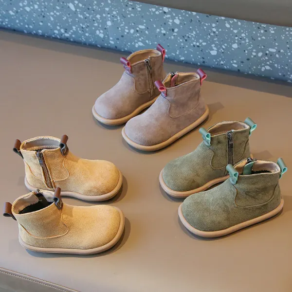Kids Casual Vintage Solid Color Martin Boots - Popopieshop.com 