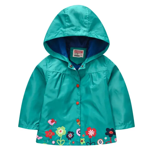 【12M-5Y】Girls' Floral Bunny Print Hooded Jacket - Popopieshop.com 