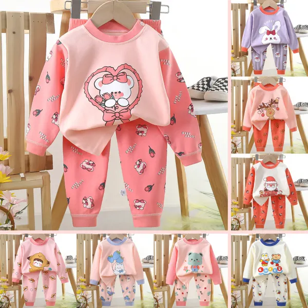 【6M-6Y】2-piece Girls Cute Cartoon Printed Loungewear Set - Popopieshop.com 
