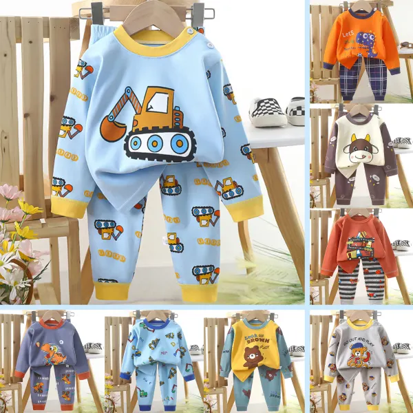 【6M-6Y】2-piece Boys Casual Cartoon Printed Loungewear Set - Popopieshop.com 