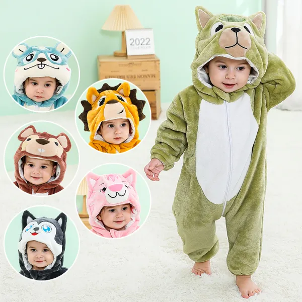 【3M-4Y】Unisex Cute Animal Shape Fleece Hooded One-piece - Popopieshop.com 