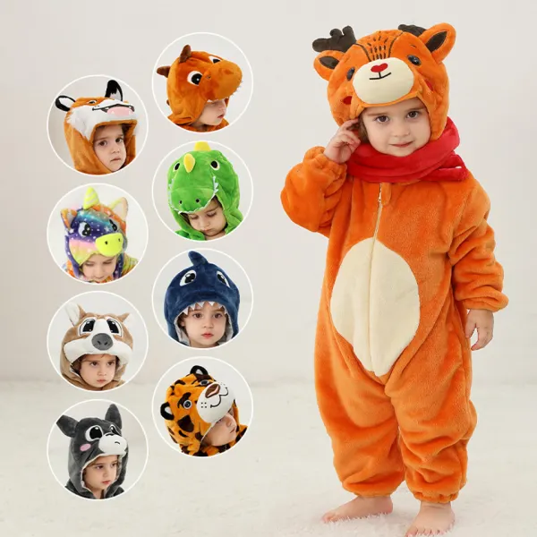 【3M-4Y】Unisex Cute Animal Shape Fleece Hooded One-piece - Popopieshop.com 