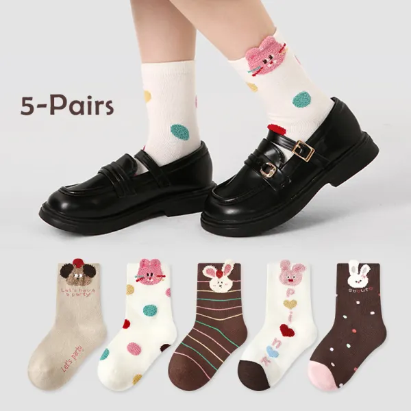 【1Y-11Y】5-pair Girls Cute And Stylish Comfy Sock Set - Popopieshop.chimpone.com 