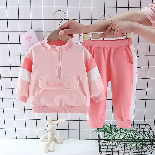 Girls' Color Contrast Stitching Two-piece Suit - Popopieshop.com 