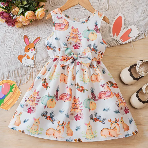 【18M-6Y】Girls Animal Print Sleeveless Dress - Popopieshop.com 