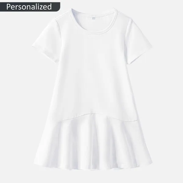 【18M-9Y】Personalized Girl Stain Resistant Cotton Flower And Giraffe Print Short Sleeve Dress - Popopieshop.com 