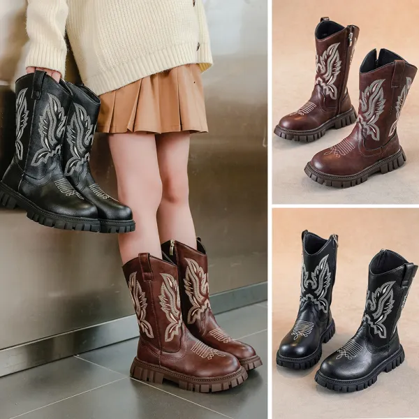 Girls Fashion Western Cowboy Embroidered Rider Boots - Popopieshop.com 