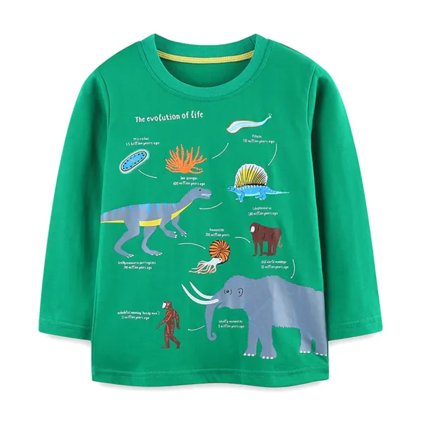 【18M-7Y】Boys Casual Cotton Animal Print Long Sleeve T-shirt - Popopieshop.com 