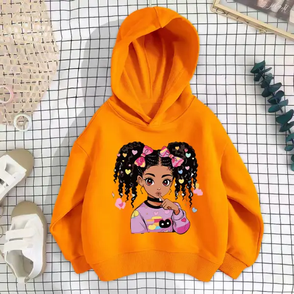 【18M-8Y】Girls Casual Cotton Beautiful Girls Printed Multicolor Hooded Sweatshirt - Popopieshop.com 