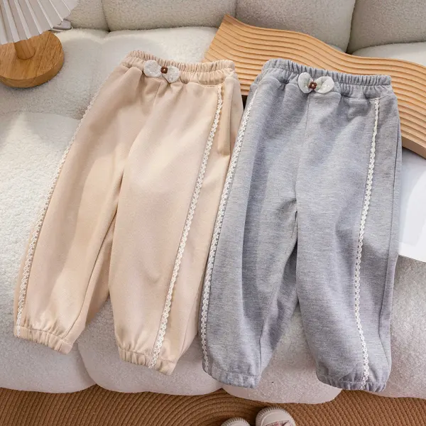 【18M-6Y】Girls Sweet Cotton Solid Color Bow Casual Pants - Popopieshop.com 