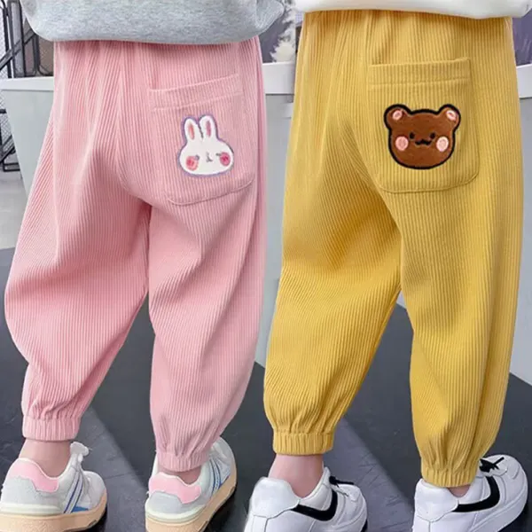 【6M-7Y】Kids Cute Cartoon Embroidered Pocket Pants - Popopieshop.com 