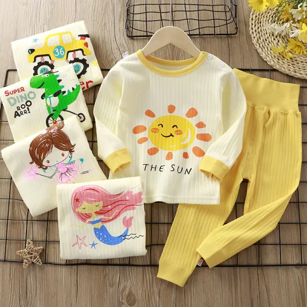 【6M-6Y】2-piece Kids Casual Cartoon Printed Loungewear Set - Popopieshop.com 