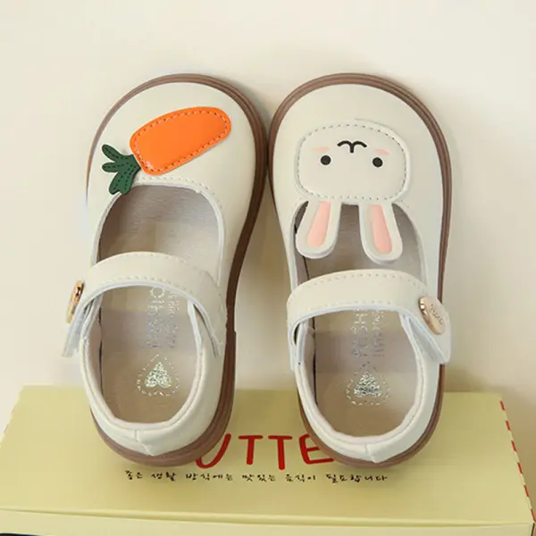 Girls Bunny Carrot Leather Shoes - Popopieshop.com 