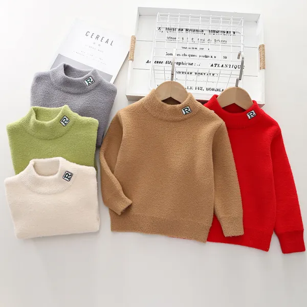 【18M-6Y】Kids Fashionable Letter Embroidery Padded Fleece Long Sleeve Sweater - Popopieshop.com 