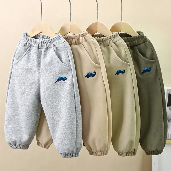 【12M-8Y】Boys Casual Cotton Dinosaur Embroidered Sweatpants - Popopieshop.com 