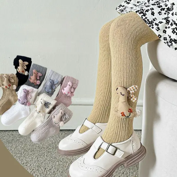 【1Y-12Y】Girls Bunny Applique Pantyhose - Popopieshop.com 