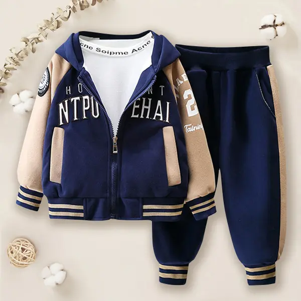 【18M-7Y】2-piece Boys Stylish Letter Print Sweatshirt And Sweatpants Set - Popopieshop.com 