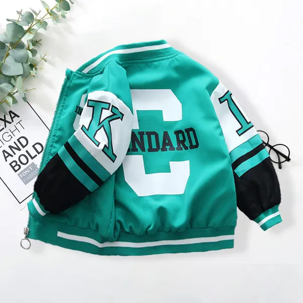 【18M-12Y】Boys Casual Letter Print Baseball Jacket - Popopieshop.com 