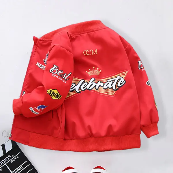 【18M-12Y】Boys Street Letter Print Baseball Jacket - Popopieshop.com 