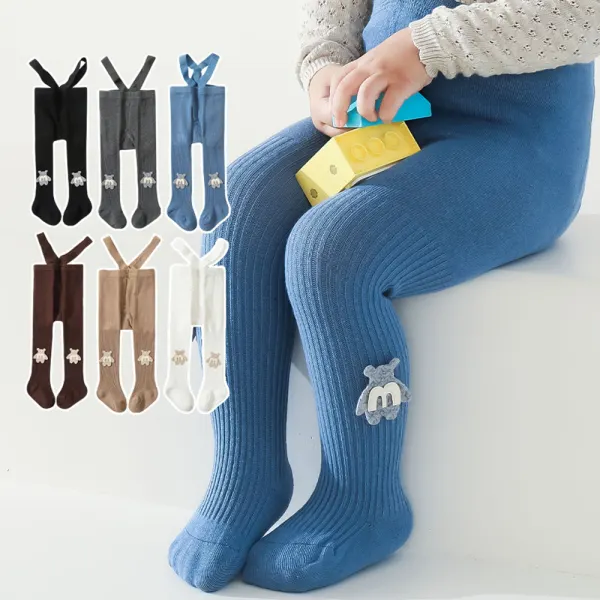 【6M-24M】Unisex Baby Cute Cotton Cartoon Bear Breathable High Elastic Strap Tights - Popopieshop.com 