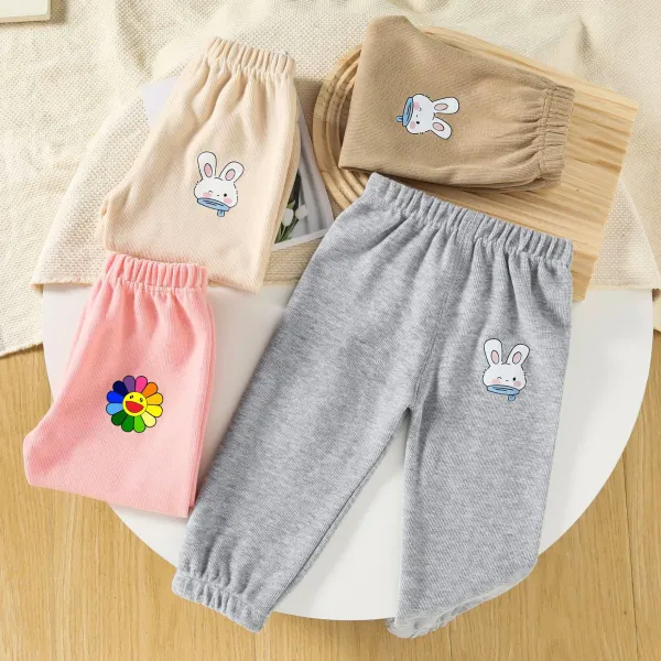 【12M-5Y】Girls Cute Bunny And Flower Printed Sweatpants - Popopieshop.com 