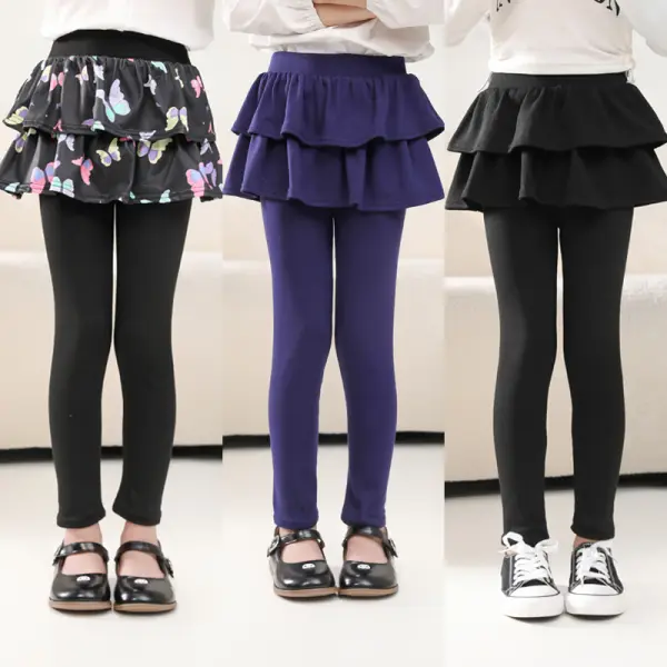 【3Y-10Y】2-piece Girls Casual Butterfly Tie Dye Printed Ruffle Skirt Leggings - Popopieshop.com 