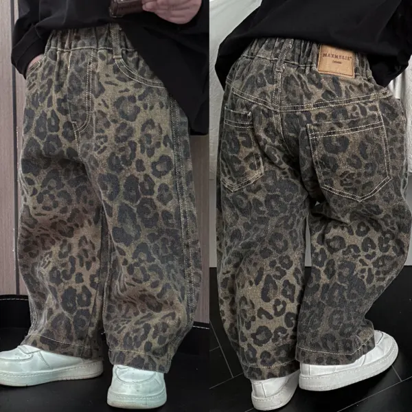 【18M-8Y】Boys Stylish Leopard Print Loose Jeans - Popopieshop.com 