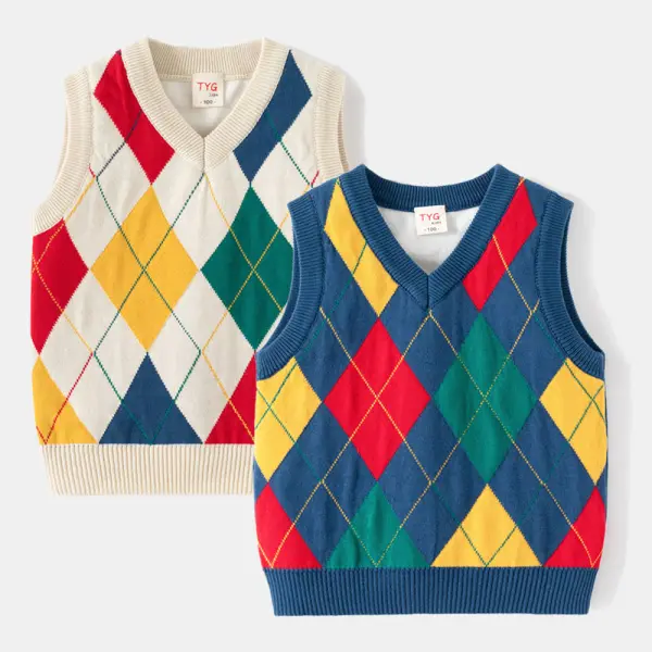 【2Y-8Y】Boys Plaid Sweater Vest - Popopieshop.com 