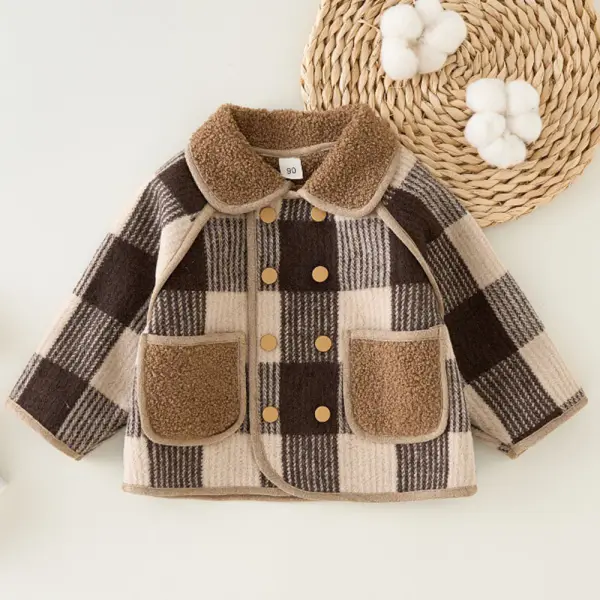 【18M-8Y】Boys Fleece Plaid Tweed Coat - Popopieshop.com 