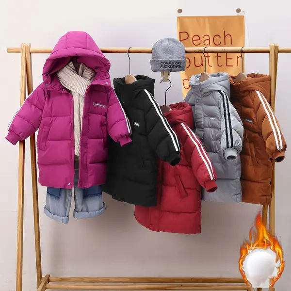 【2Y-10Y】Unisex Kids Multicolour Thick Stripe Hooded Quilted Jacket - Popopieshop.com 