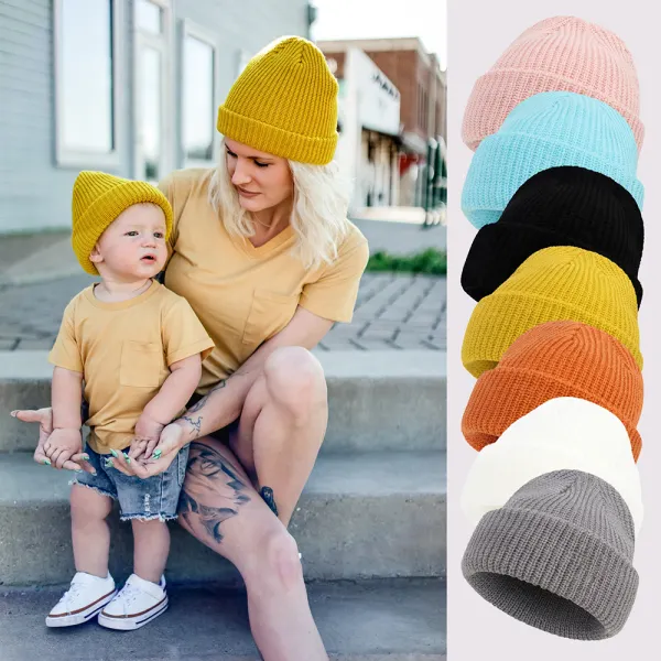 Parent-child Solid Color Keep Warm Woolen Hat - Popopieshop.com 