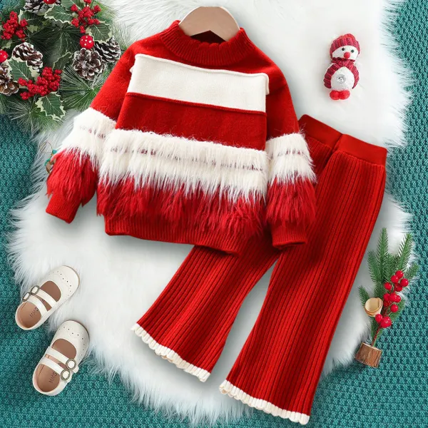 【18M-6Y】2-piece Girls Sweet Fashion Fringe Design Sweater And Pants Set - Popopieshop.com 