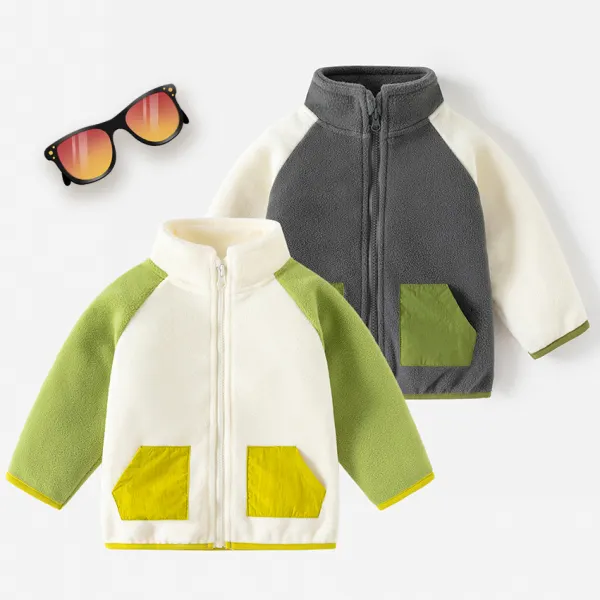 【18M-6Y】Boys Casual Colorblock Patchwork Fleece Jacket - Popopieshop.com 